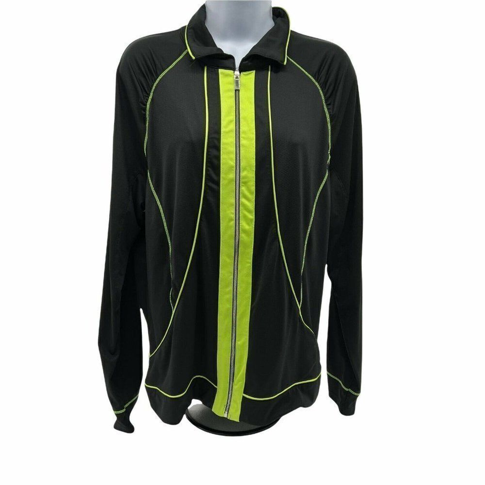 Tail black Flourescent yellow women’s athletic jacket size Large
